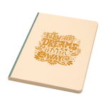 Soft cover notebook, sugarcane paper, RPET, A5, ruled pages pastel green colour