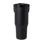 Recycled stainless steel tumbler, dual-function lid, 900ml black colour