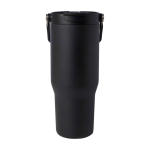 Recycled stainless steel tumbler, dual-function lid, 900ml black colour