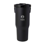 Recycled stainless steel tumbler, dual-function lid, 900ml black colour