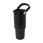 Recycled stainless steel tumbler, dual-function lid, 900ml black colour