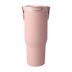 Recycled stainless steel tumbler, dual-function lid, 900ml pastel pink colour