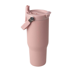 Recycled stainless steel tumbler, dual-function lid, 900ml pastel pink colour