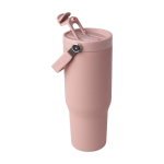 Recycled stainless steel tumbler, dual-function lid, 900ml pastel pink colour