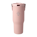 Recycled stainless steel tumbler, dual-function lid, 900ml pastel pink colour
