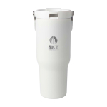 Recycled stainless steel tumbler, dual-function lid, 900ml printed logo view 2
