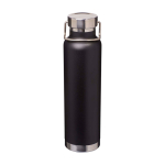 Recycled stainless steel bottle, double wall, screw lid, 650ml black colour