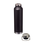 Recycled stainless steel bottle, double wall, screw lid, 650ml black colour