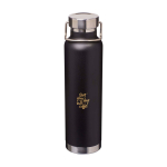 Recycled stainless steel bottle, double wall, screw lid, 650ml black colour