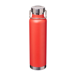Recycled stainless steel bottle, double wall, screw lid, 650ml red colour