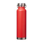 Recycled stainless steel bottle, double wall, screw lid, 650ml red colour