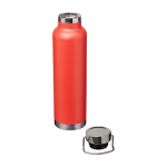Recycled stainless steel bottle, double wall, screw lid, 650ml red colour