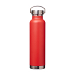 Recycled stainless steel bottle, double wall, screw lid, 650ml red colour