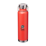 Recycled stainless steel bottle, double wall, screw lid, 650ml red colour