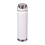 Recycled stainless steel bottle, double wall, screw lid, 650ml white colour