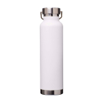 Recycled stainless steel bottle, double wall, screw lid, 650ml white colour