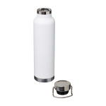 Recycled stainless steel bottle, double wall, screw lid, 650ml white colour