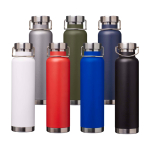 Recycled stainless steel bottle, double wall, screw lid, 650ml white colour