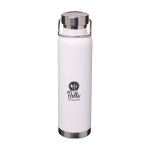 Recycled stainless steel bottle, double wall, screw lid, 650ml white colour