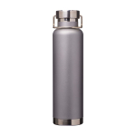 Recycled stainless steel bottle, double wall, screw lid, 650ml grey colour