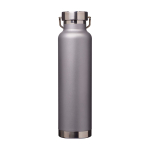 Recycled stainless steel bottle, double wall, screw lid, 650ml grey colour