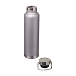Recycled stainless steel bottle, double wall, screw lid, 650ml grey colour