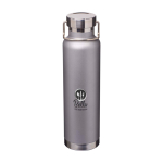 Recycled stainless steel bottle, double wall, screw lid, 650ml grey colour