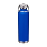 Recycled stainless steel bottle, double wall, screw lid, 650ml royal blue colour