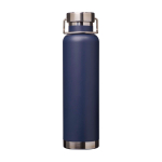 Recycled stainless steel bottle, double wall, screw lid, 650ml navy-blue colour