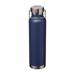 Recycled stainless steel bottle, double wall, screw lid, 650ml navy-blue colour