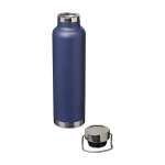 Recycled stainless steel bottle, double wall, screw lid, 650ml navy-blue colour
