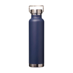 Recycled stainless steel bottle, double wall, screw lid, 650ml navy-blue colour
