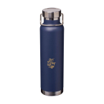 Recycled stainless steel bottle, double wall, screw lid, 650ml navy-blue colour