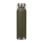Recycled stainless steel bottle, double wall, screw lid, 650ml dark green colour