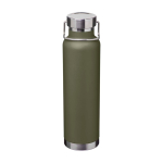 Recycled stainless steel bottle, double wall, screw lid, 650ml dark green colour