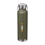 Recycled stainless steel bottle, double wall, screw lid, 650ml dark green colour