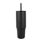 Thermal tumbler, silicone straw, anti-spill lid, 900ml black colour