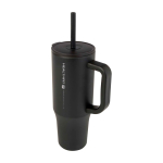Thermal tumbler, silicone straw, anti-spill lid, 900ml black colour