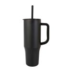 Thermal tumbler, silicone straw, anti-spill lid, 900ml black colour