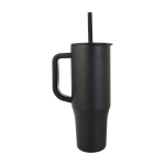 Thermal tumbler, silicone straw, anti-spill lid, 900ml black colour