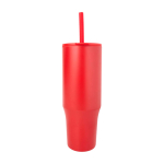 Thermal tumbler, silicone straw, anti-spill lid, 900ml red colour
