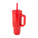 Thermal tumbler, silicone straw, anti-spill lid, 900ml red colour