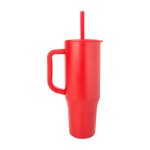 Thermal tumbler, silicone straw, anti-spill lid, 900ml red colour