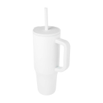 Thermal tumbler, silicone straw, anti-spill lid, 900ml white colour