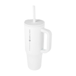 Thermal tumbler, silicone straw, anti-spill lid, 900ml white colour
