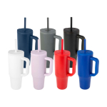 Thermal tumbler, silicone straw, anti-spill lid, 900ml white colour