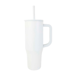 Thermal tumbler, silicone straw, anti-spill lid, 900ml white colour