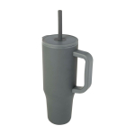 Thermal tumbler, silicone straw, anti-spill lid, 900ml grey colour