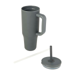 Thermal tumbler, silicone straw, anti-spill lid, 900ml grey colour