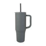 Thermal tumbler, silicone straw, anti-spill lid, 900ml grey colour